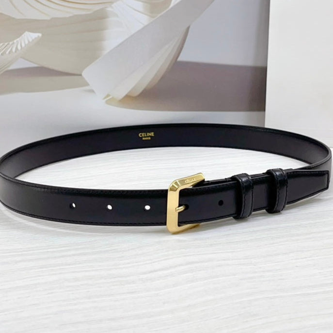 CEL Gold Western 25mm Belt Black Cowhide 181040