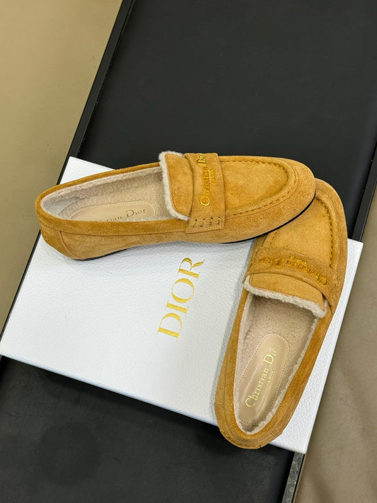 CD Alps Dior Boy Loafer Amber Gold Suede Wool 561811