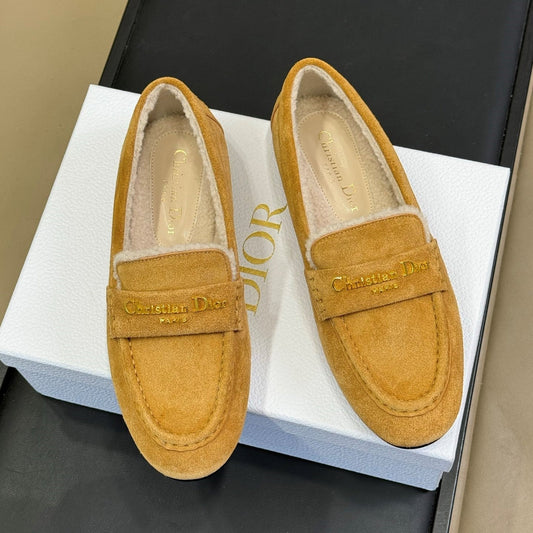 CD Alps Dior Boy Loafer Amber Gold Suede Wool 561811