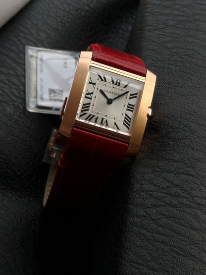 Tank Francaise Pink Gold Case Red Leather Strap