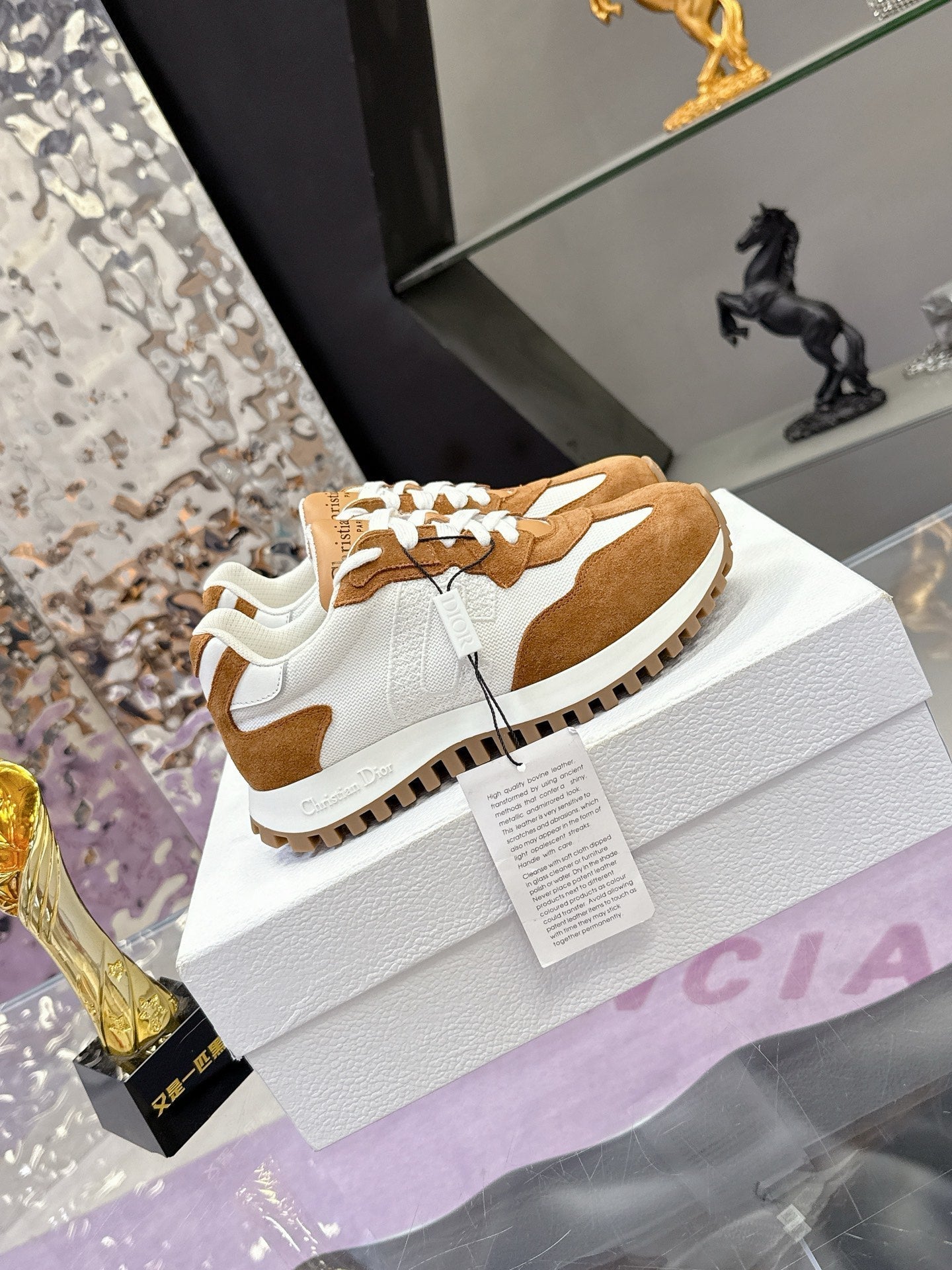 CD C'est Dior Sneaker  Brown White Mesh Suede Calfskin 546578