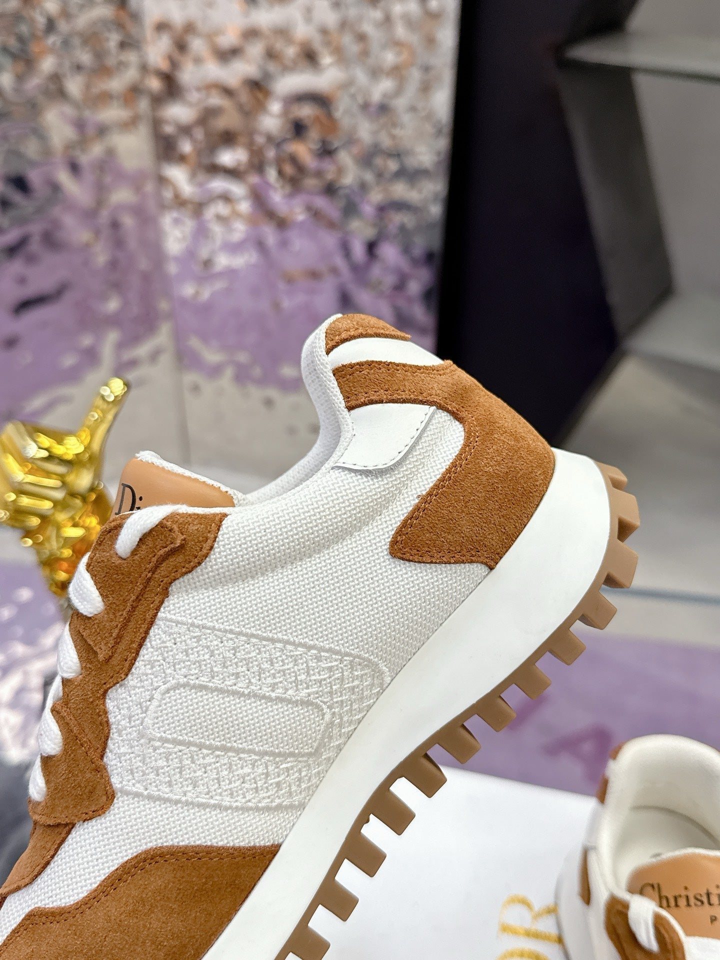 CD C'est Dior Sneaker  Brown White Mesh Suede Calfskin 546578