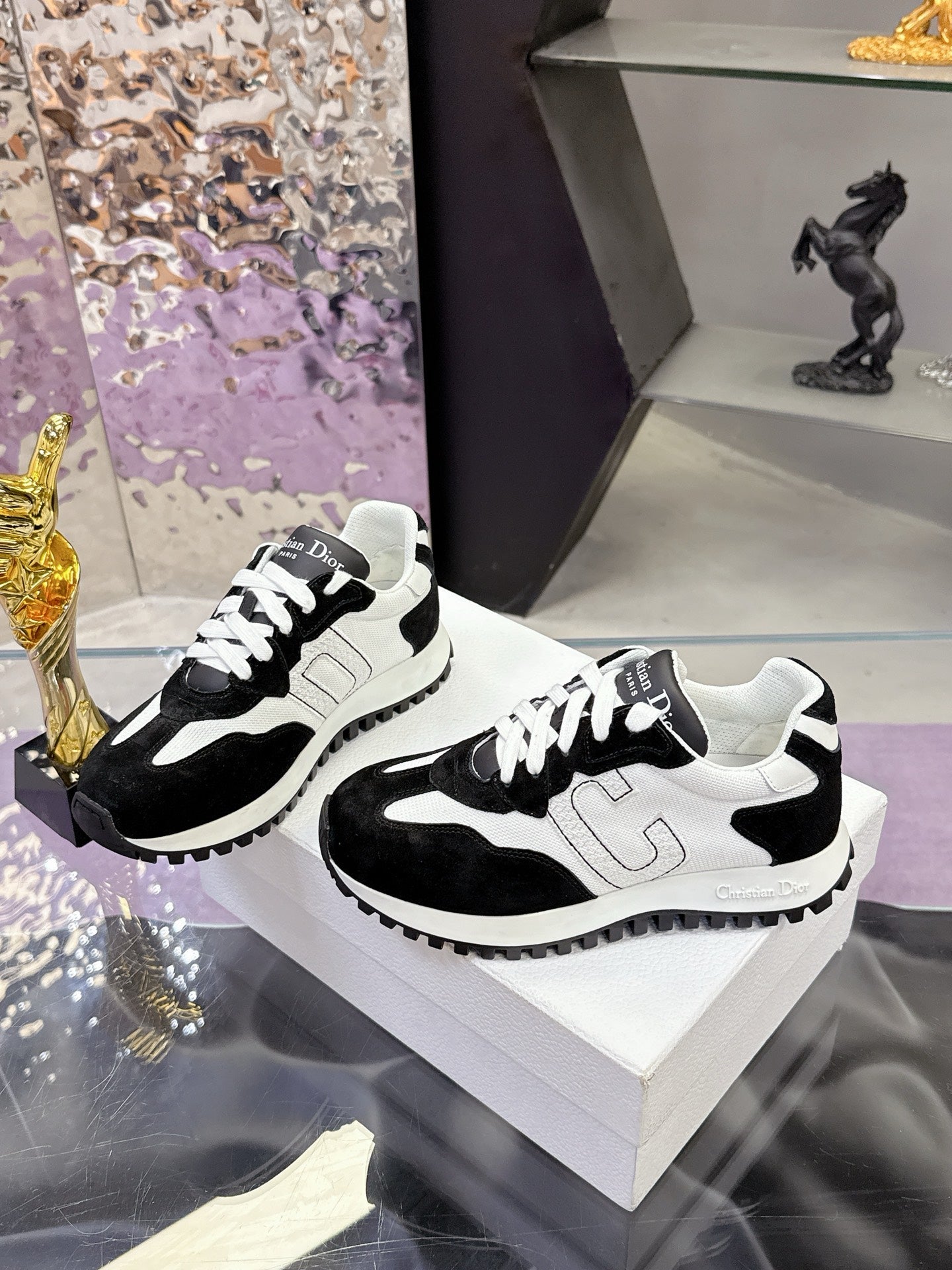 CD C'est Dior Sneaker  Black White Mesh Suede Calfskin 546579