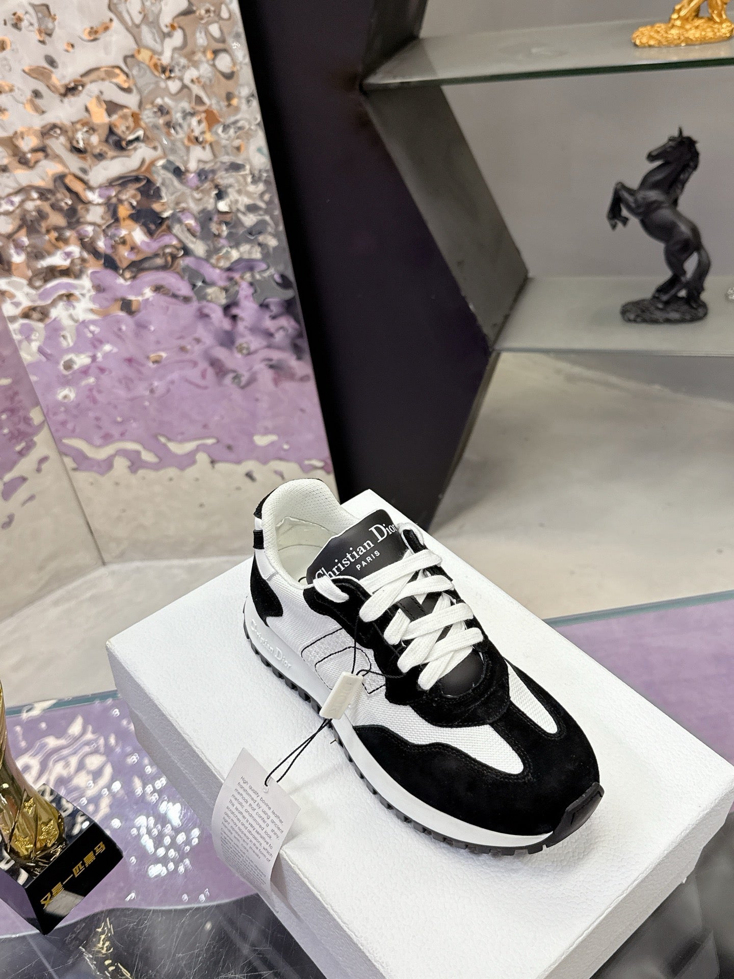 CD C'est Dior Sneaker  Black White Mesh Suede Calfskin 546579