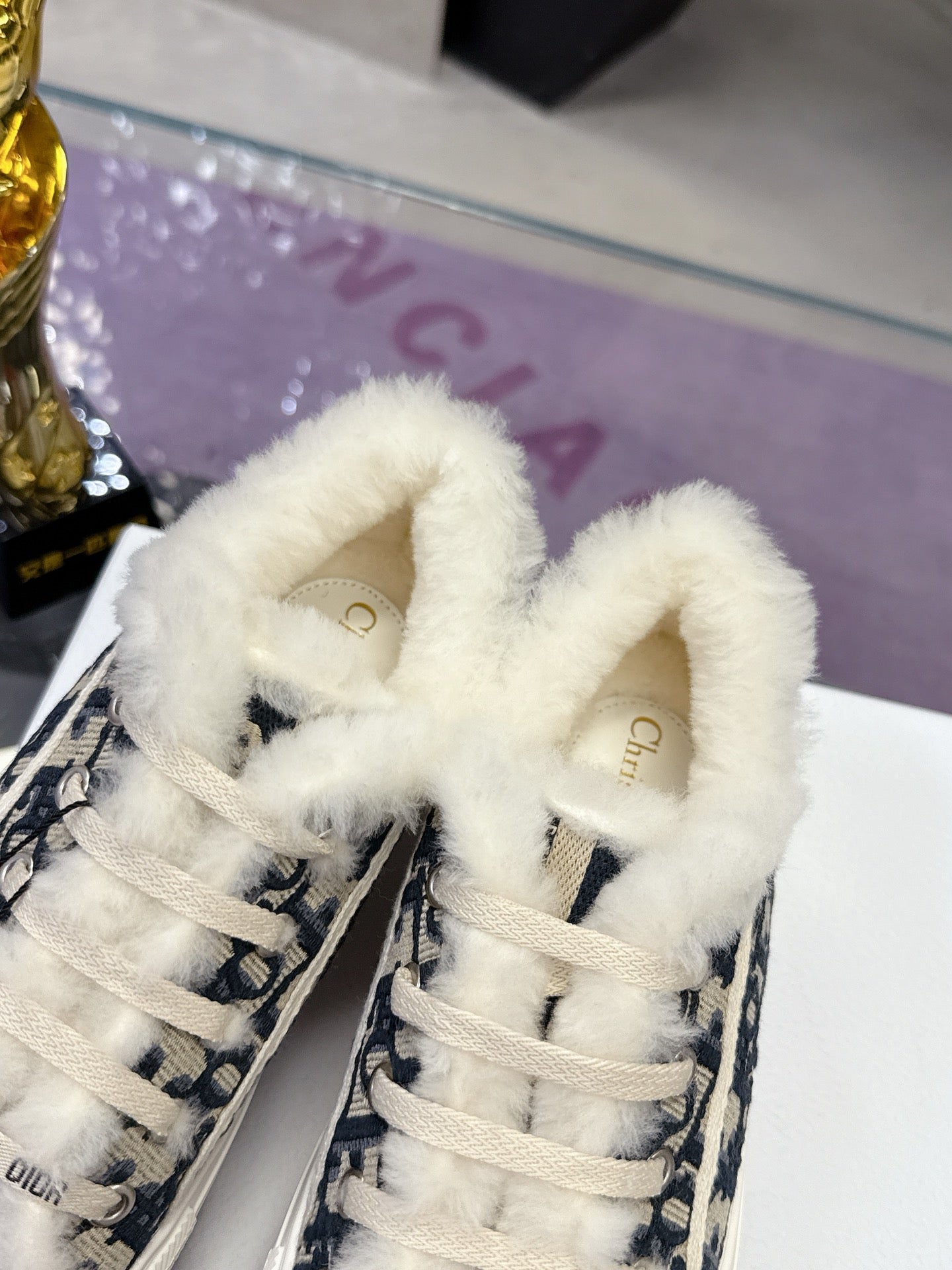 Dior 2025 Walk'n'Dior Platform Sneaker Deep Blue mix White Wool Canvas
