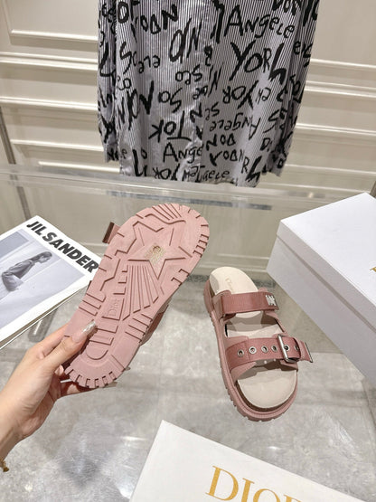 CD 26s Double-Strap Slide Sandals Pink Calfskin 919014