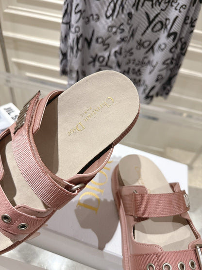 CD 26s Double-Strap Slide Sandals Pink Calfskin 919014