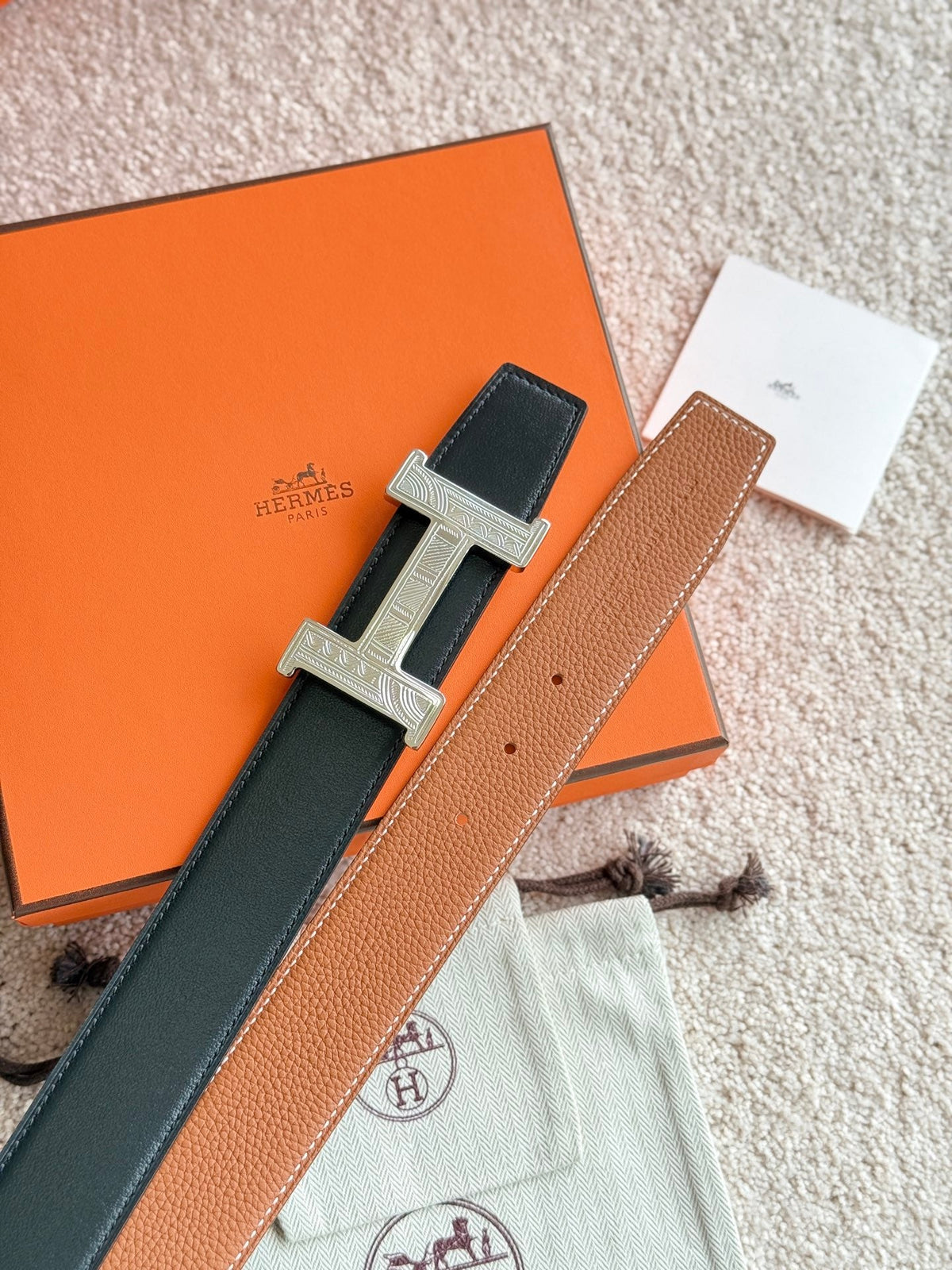 HM Constance Touareg 38mm Belt Black Brown Leather 188429