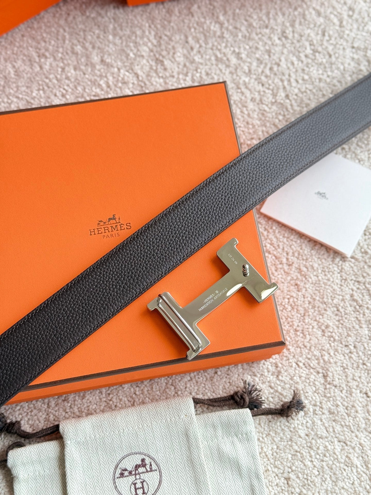 HM Constance Touareg 38mm Belt Black Ebony Leather 188430