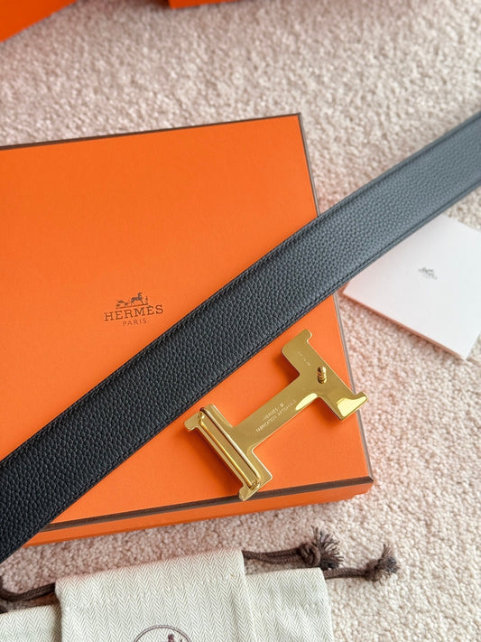 HM Gold Constance Touareg 38mm Belt Black Leather 188432