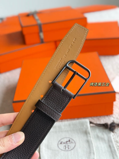 HM 35mm Romain Belt Brown Chocolate Leather 188397