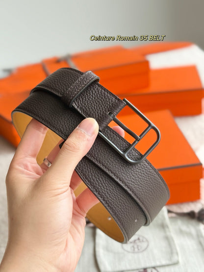 HM 35mm Romain Belt Brown Chocolate Leather 188397