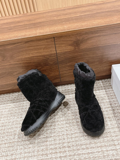 CD Ankle Boots Black Fleece And Windbreaker Fabric