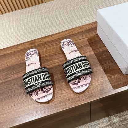 CD 26s Slide Sandals In Mauve Floral Print Logo Strap