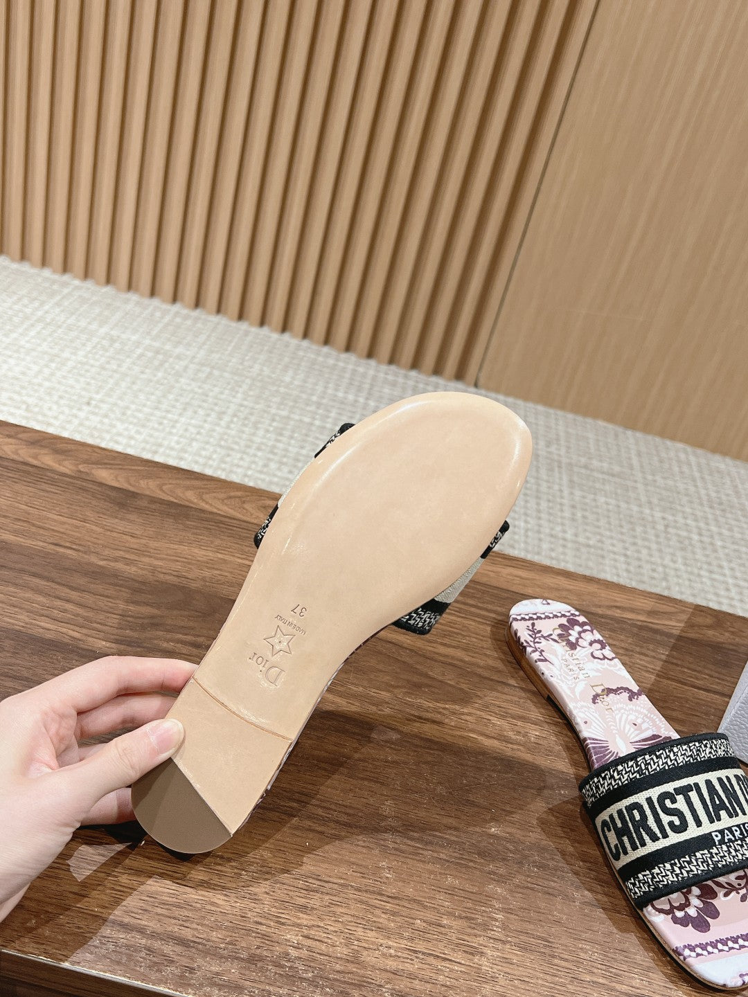 CD 26s Slide Sandals In Mauve Floral Print Logo Strap