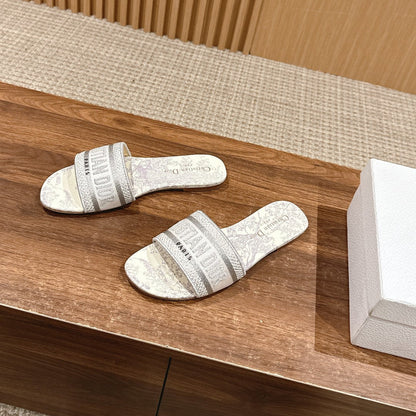 CD 26s Slide Sandals In Grey Toile De Jouy Logo