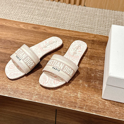 CD 26s D-Club Embroidered Slides In Pink Toile De Jouy