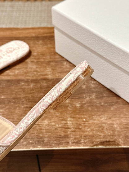 CD 26s D-Club Embroidered Slides In Pink Toile De Jouy