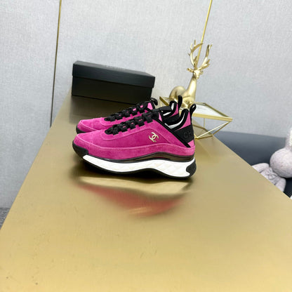 CC 26s Low-Top Chunky Sneakers Hot Pink Suede Mesh Textile 980821