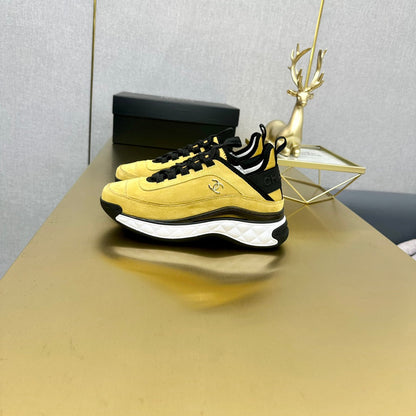CC 26s Low-Top Chunky Sneakers Yellow Suede Mesh Textile 980822
