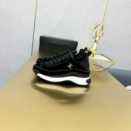 CC 26s Low-Top Chunky Sneakers Black Suede Mesh Textile 980828