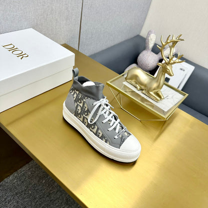 Walk'n'Dior Sneaker In Grey Mix Beige Monogram Wool And Cowhide 111929