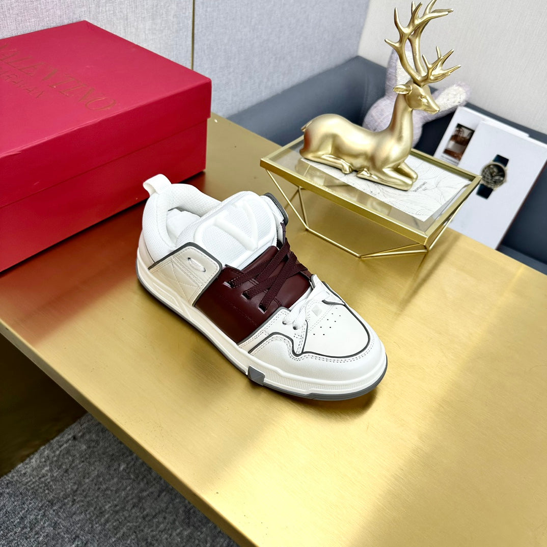 One Stud Sneaker Garavani Calfskin Fabric Burgundy White