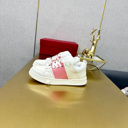 One Stud Sneaker Garavani Calfskin Fabric Light Pink White