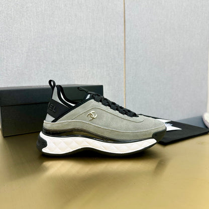 CC 26s Low-Top Chunky Sneakers Light Grey Suede Mesh Textile 980831