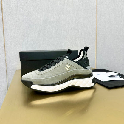 CC 26s Low-Top Chunky Sneakers Light Grey Suede Mesh Textile 980831