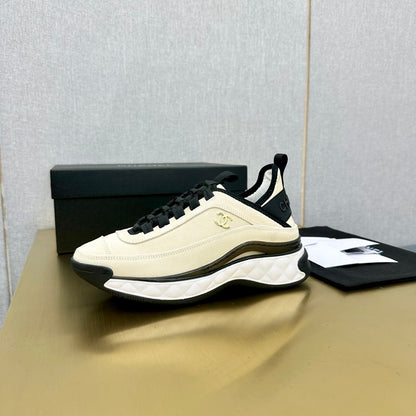 CC 26s Low-Top Chunky Sneakers Ivory Suede Mesh Textile 980832