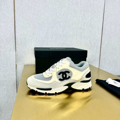 CC 26s Metallic Casual Sneakers Grey Cream Mesh Suede Leather 981001