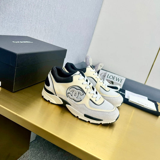 CC 26s Metallic Casual Sneakers Black Cream Mesh Suede Leather 981005