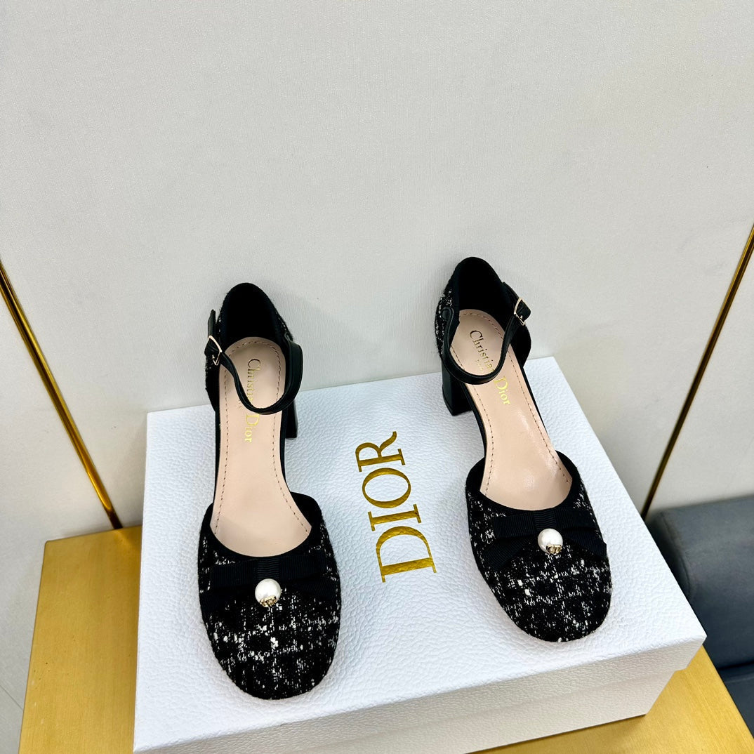 CD Ballet Slingback Pump 50mm In Black Tweed And Lambskin 111018