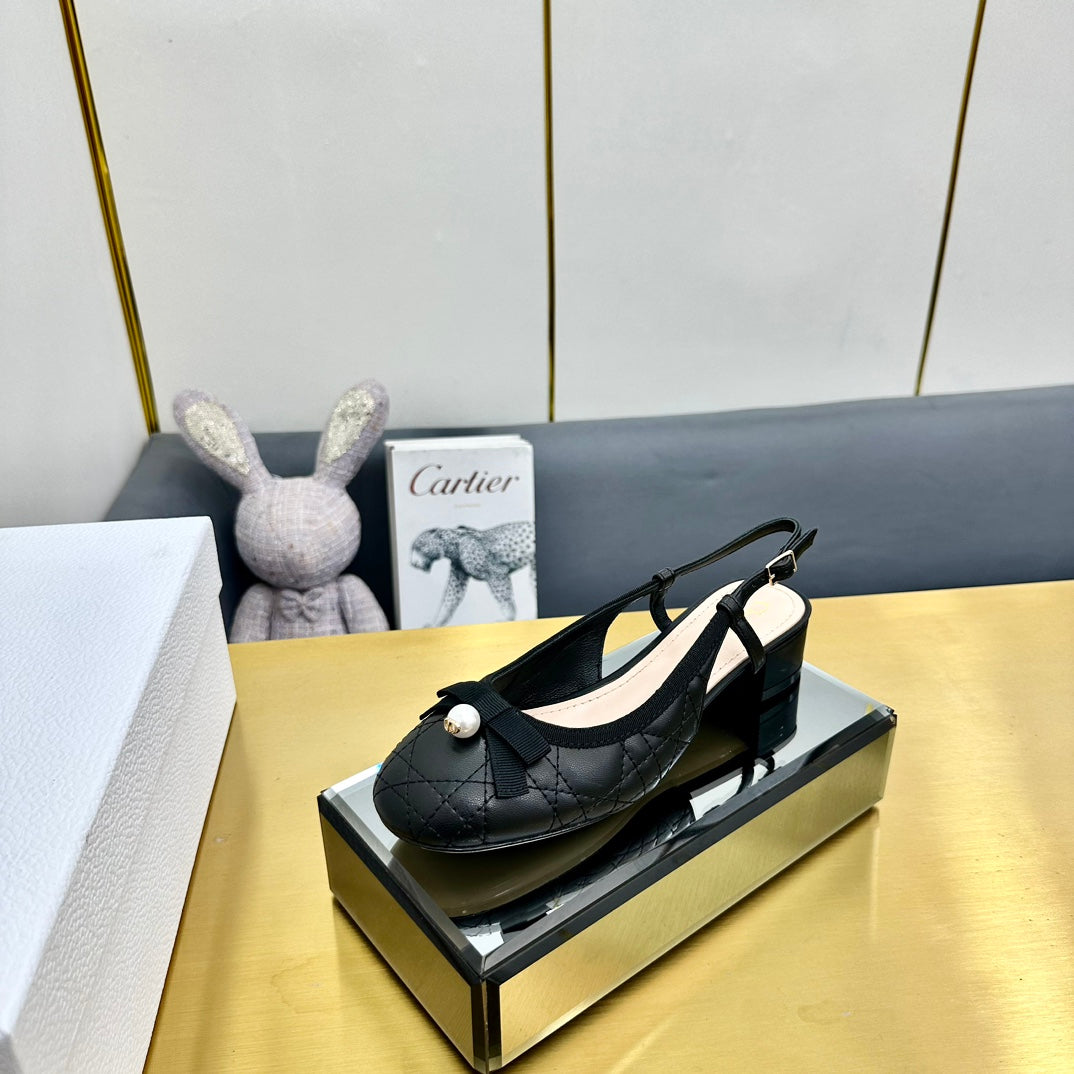 CD Ballet Slingback Pump 35MM In Black Quilted Calfskin 111035