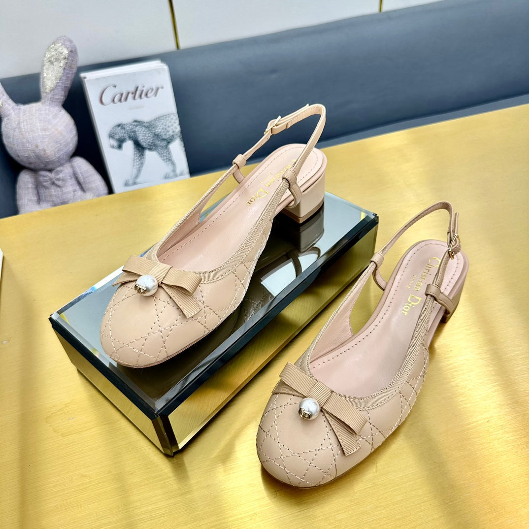CD Ballet Slingback Pump 35MM In Nude Quilted Calfskin 111039