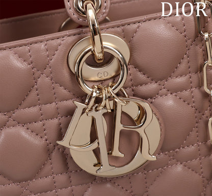 medium lady d-joy 26 chocolate lambskin