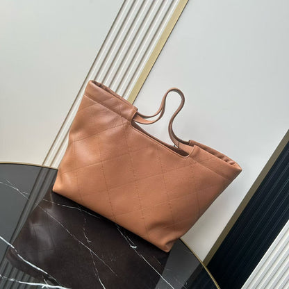 Chanel 2026 Preppy Tote Bag 30cm Brown And Black Grained Calfksin