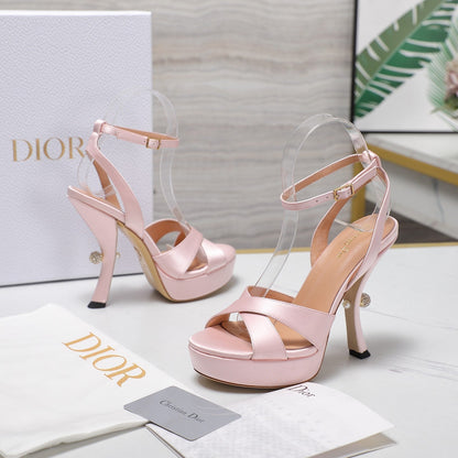 CD Pearl-Embellished High Heel Sandals 25s 115 Mm In Light Pink Satin