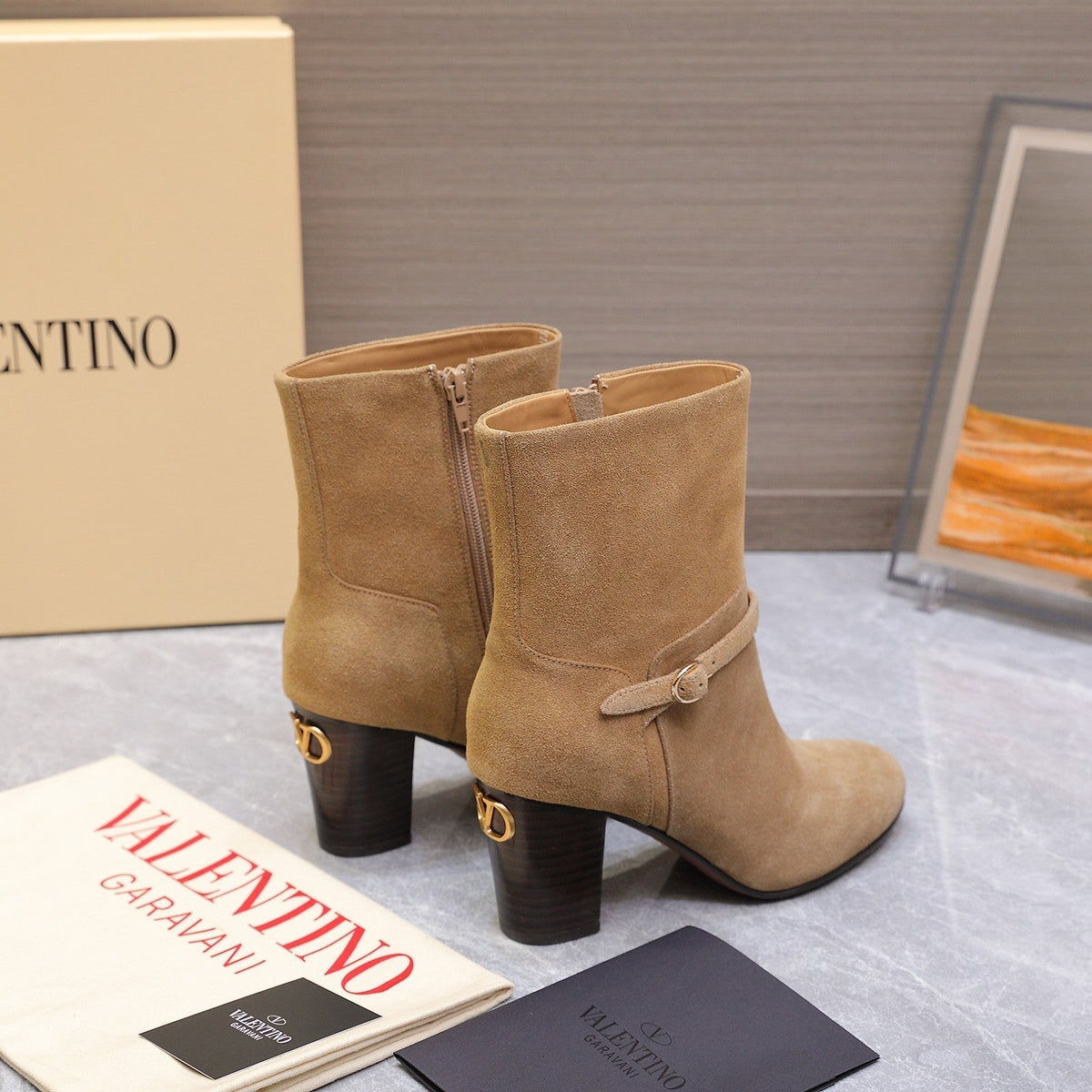 Valentino 2025 Heeled Boot Tan Suede 547598