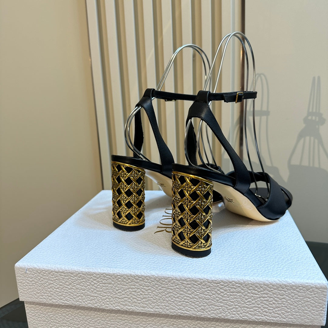 CD Icon Heeled Sandal 95mm Black Calfskin