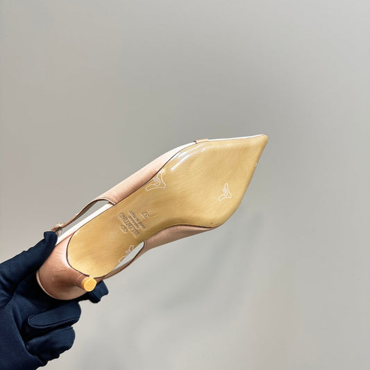 Valentino Slingback Pump 65mm In Beige Lambskin 999013