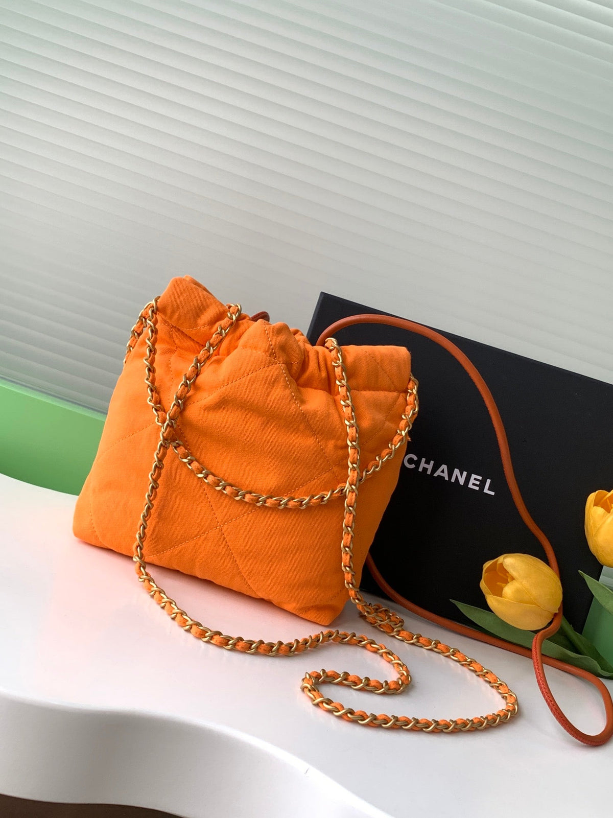 Chanel 25 Hobo Bag 20cm Orange Canvas 324802