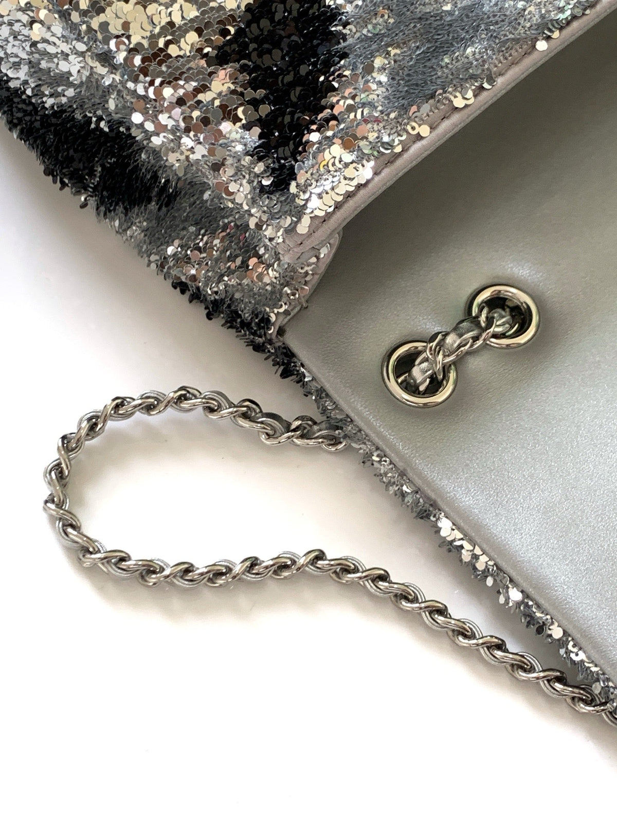 CC 2025 Flap Bag  Black Silver Sequin 298201