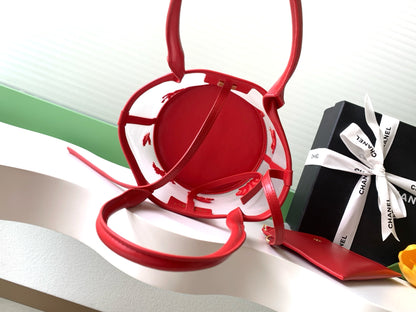 Chanel 2026 Tote Bag 31cm Red White Mesh Leather 367728