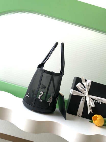 Chanel 2026 Tote Bag 31cm Black Mesh Leather 367729