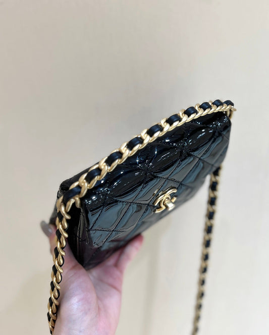 24s 31 ruecambon 15cm black patent calfskin