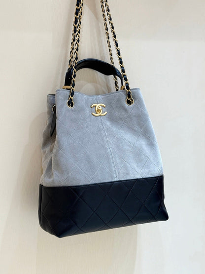 CC 25A Hobo Gray Black Suede Lambskin