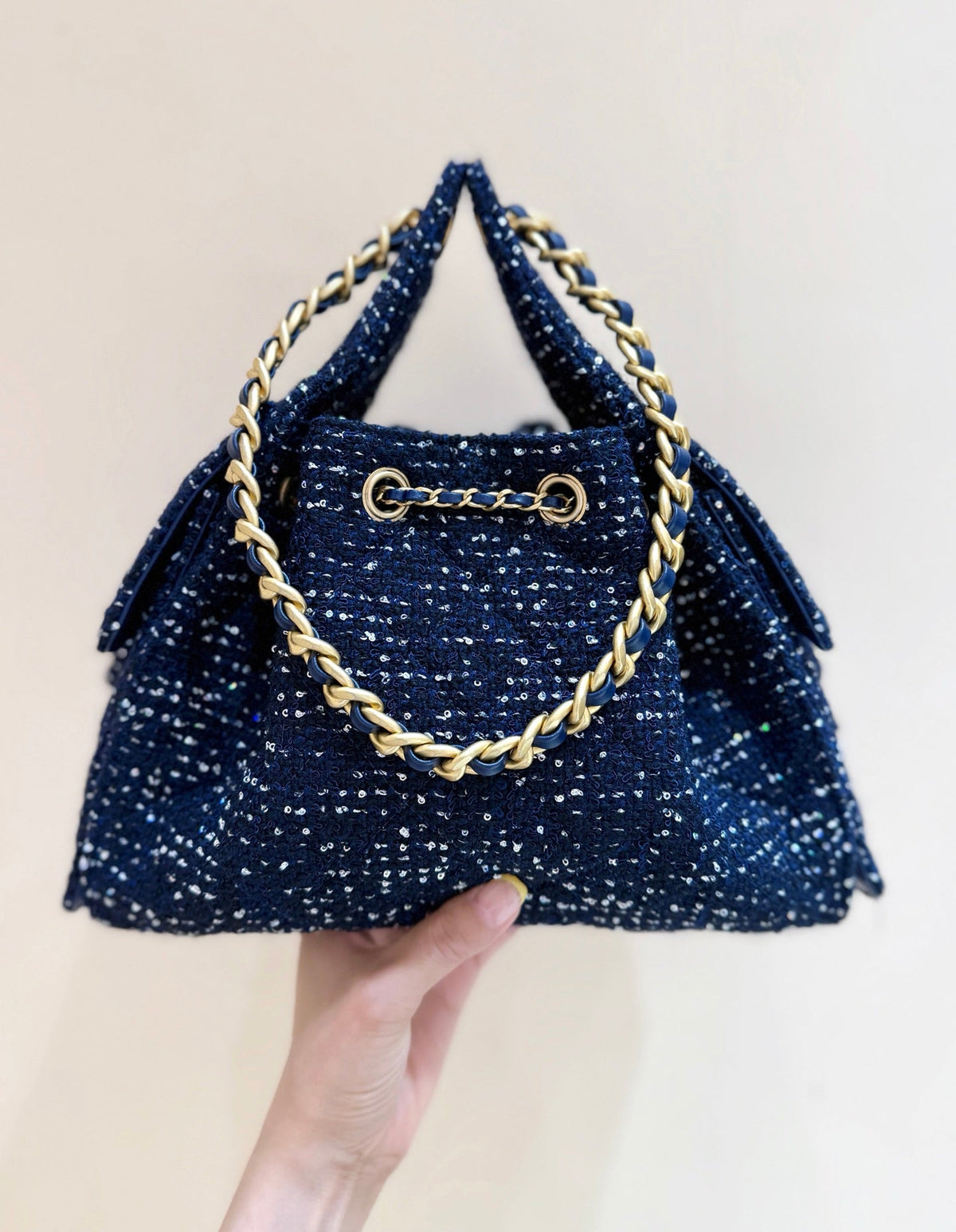 CC 25s Hobo Bag Dark Blue  Tweed Wool