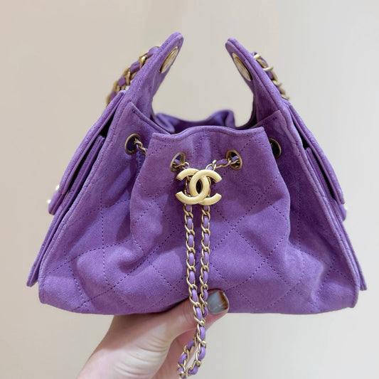 CC 2025 Hobo Bag 22cm Purple Suede 346375